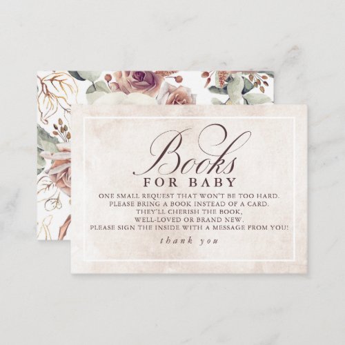 Earthy Shades Floral Elegant Books For Baby Enclosure Card
