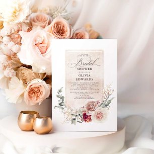 Earthy Shades Flowers Boho Elegant Bridal Shower Invitation