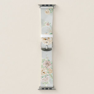 Earthy Shades Flowers Boho Elegant Sage Green Apple Watch Band