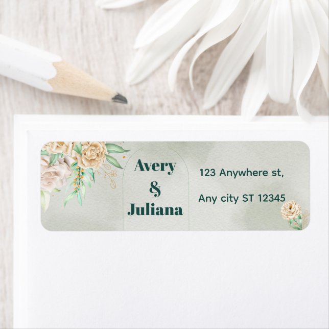 Earthy Shades Flowers Boho Elegant Sage Green Label (Insitu)