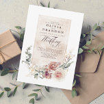 Earthy Shades Flowers Boho Elegant Wedding Invitation<br><div class="desc">This elegant wedding invitation with its natural earthy colors palette and sophisticated botanical watercolor flowers design is a perfect way to invite your friends and family to celebrate your special day. The chic bohemian script typography gives it an extra sweet touch. The soft pastel colors of this invitation are a...</div>