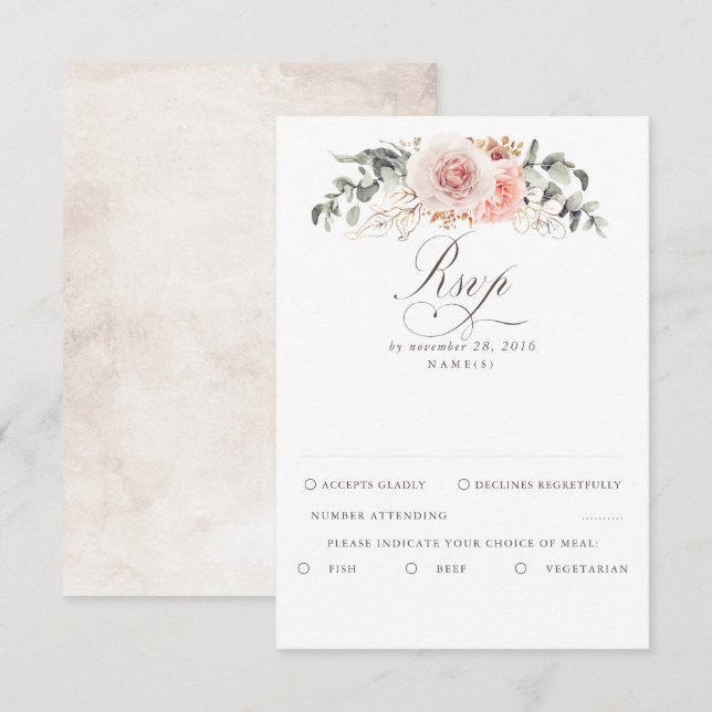 Earthy Shades Foliage Boho Wedding RSVP (Front/Back)