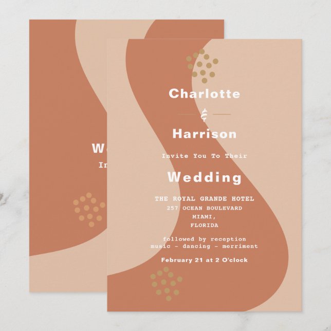 Earthy Soft Terracotta Modern Abstract Wedding Inv Invitation (Front/Back)