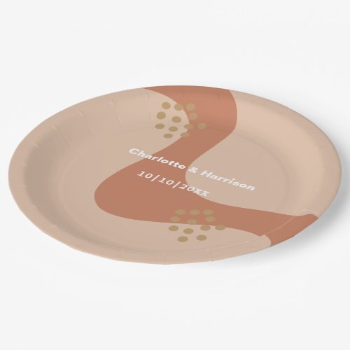 Earthy Soft Terracotta Modern Abstract Wedding Paper Plates