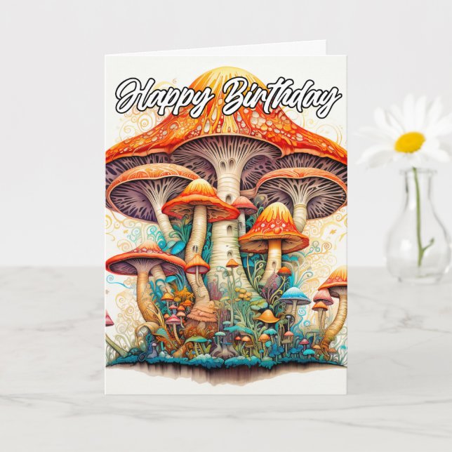 Earthy Sprouting Mushroom Hut Illustration Card (Small Plant)