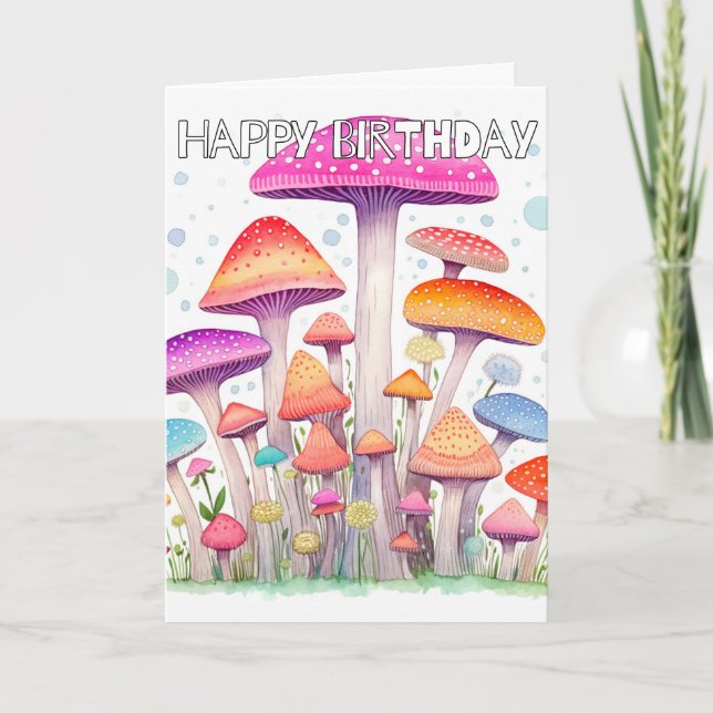 Earthy Sprouting Mushroom Hut Illustration Card (Front)