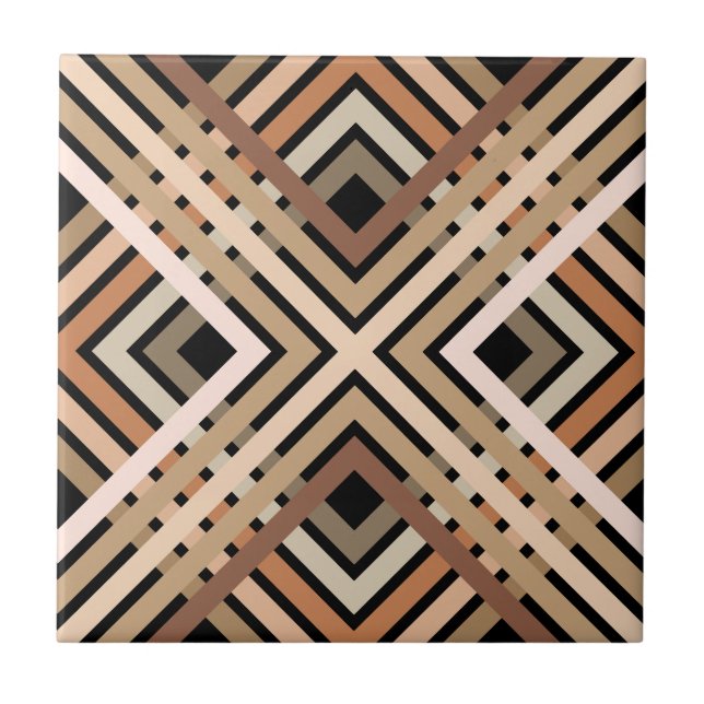 Earthy Squares Pattern Ceramic Tile (Front)
