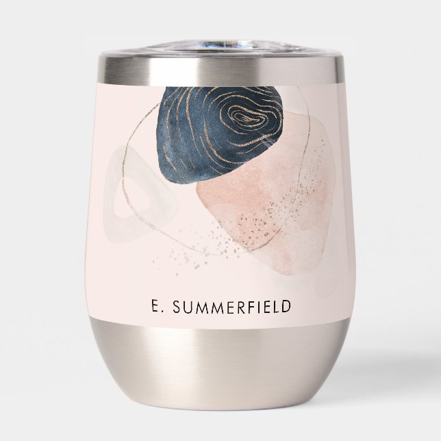 Earthy Stone Marble Personalized Thermal Wine Tumbler (Front)