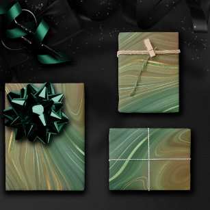 Emerald green abstract art Wrapping Paper by trajeado14