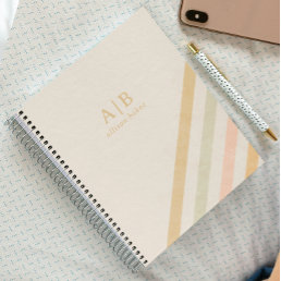 Earthy Stripes | Boho Chic Personalized Monogram Notebook