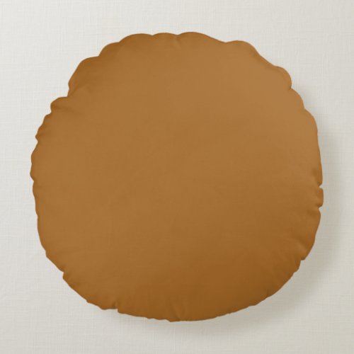 Earthy Sudan Brown Neutral Solid Color Print Round Pillow