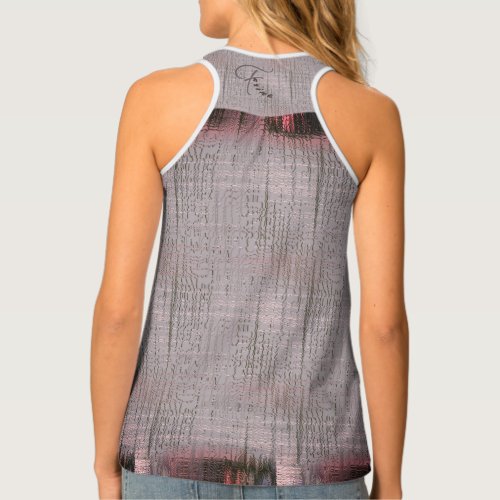 Earthy Suede Pink Red Faded Woven Canvas Look Tank Top