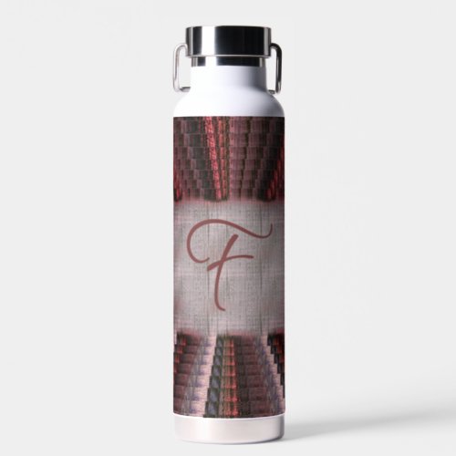 Earthy Suede Pink Red Faded Woven Canvas Look Water Bottle