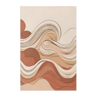 "Earthy Swirls Abstract Boho Waves Art Print"