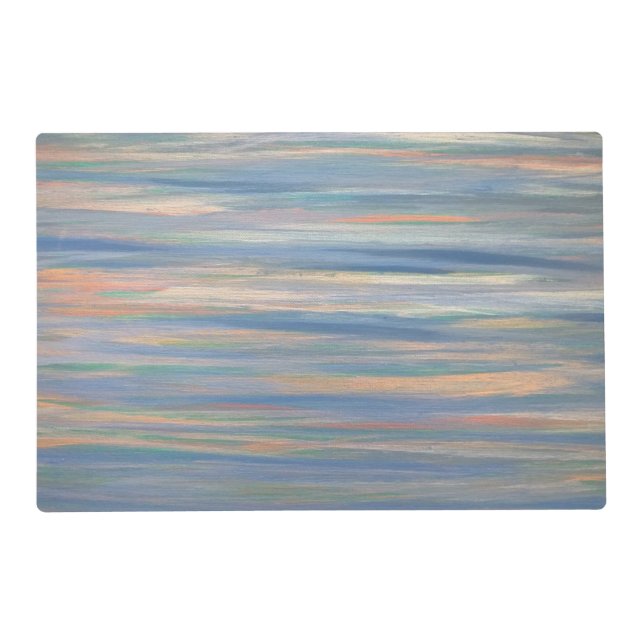 Earthy Table | Blue Gold Peach Chic Brushstrokes Placemat (Front)