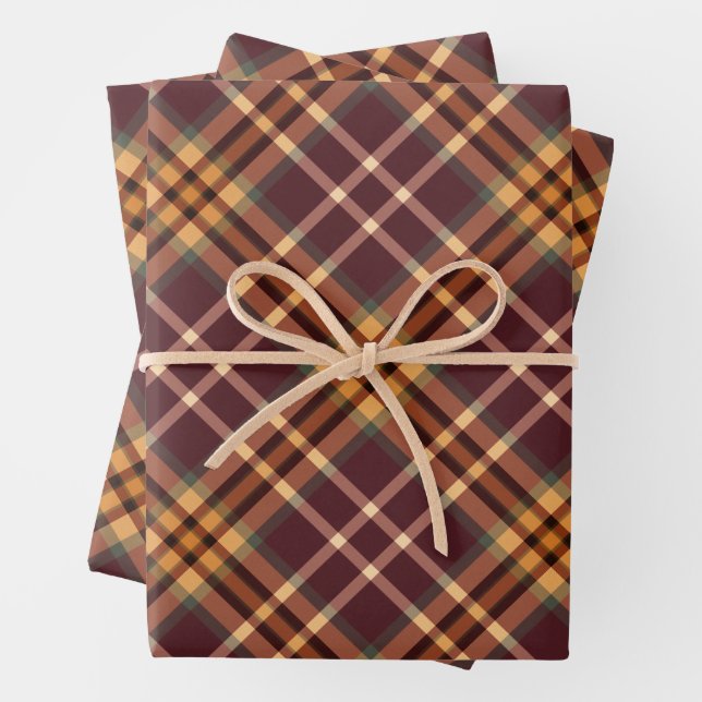 Earthy Tartan Plaids Wrapping Paper Sheets (In situ)