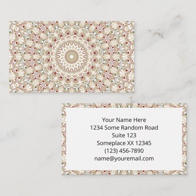 Earthy Taupe and Rust Mandala Pattern Business Card (Front/Back)