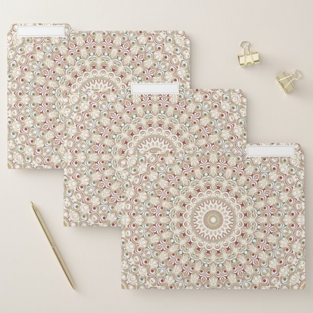 Earthy Taupe and Rust Mandala Pattern File Folder (Set)