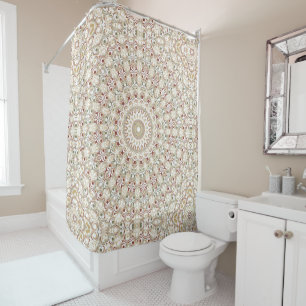 Earthy Taupe and Rust Mandala Pattern Shower Curtain