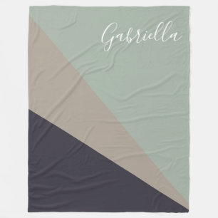 Earthy Taupe and Sage Geometric Personalized Fleece Blanket