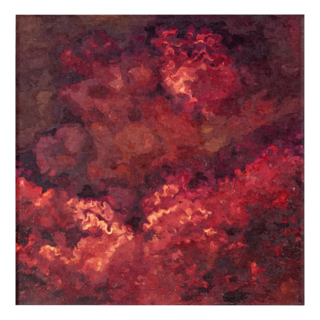 Earthy Teal Orange Abstract Fusion Acrylic Print (Front)
