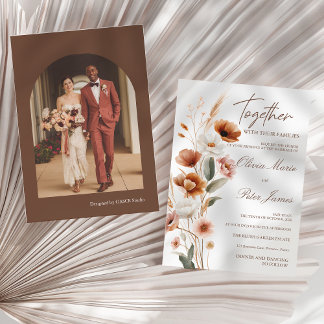 Earthy Terracotta Boho Watercolor Wedding Invitation