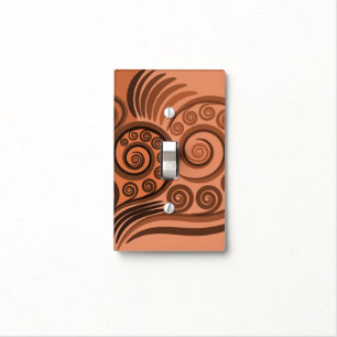 Earthy Terracotta Curly Swirls Light Switch Cover