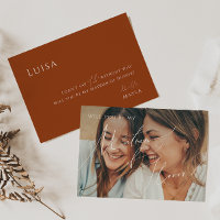 Earthy Terracotta Faded Photo Matron of Honor Card