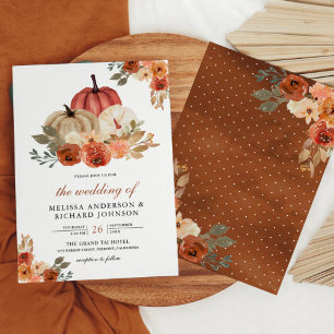 Earthy Terracotta Floral Pumpkin Wedding Invitation