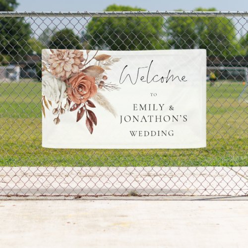Earthy Terracotta Florals Welcome to Wedding Banner