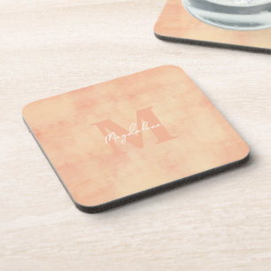 Earthy Terracotta Monogrammed Beverage Coaster