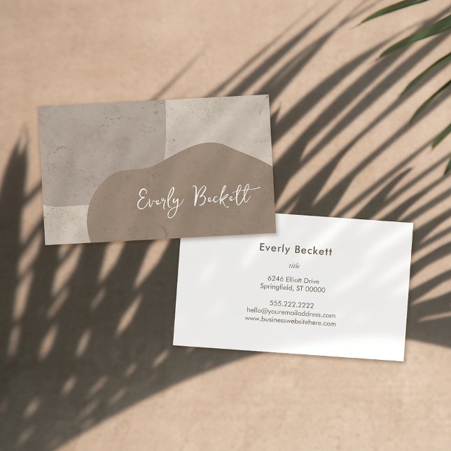 Earthy Textured Abstract Modern Taupe Business Card (Creator Uploaded)