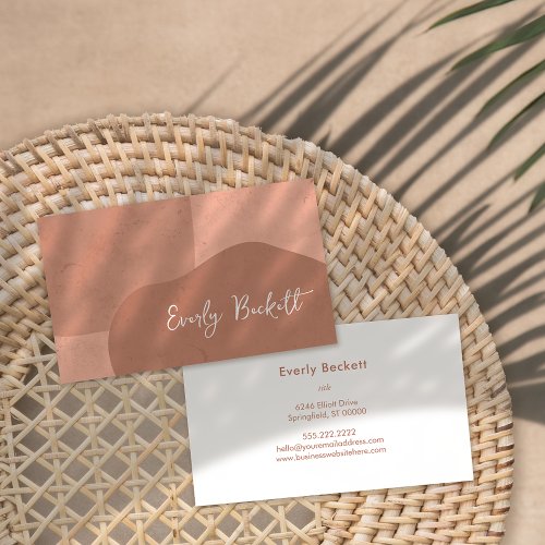 Earthy Textured Abstract Modern Terracotta Business Card