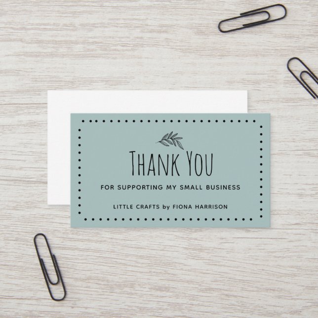 Earthy Thank You For Supporting My Small Business  Business Card (Front/Back In Situ)