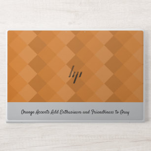 Earthy Tile Pattern Orange & Gray Tagline HP Laptop Skin