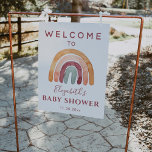 Earthy Tone Boho Rainbow Baby Shower Welcome Sign at Zazzle