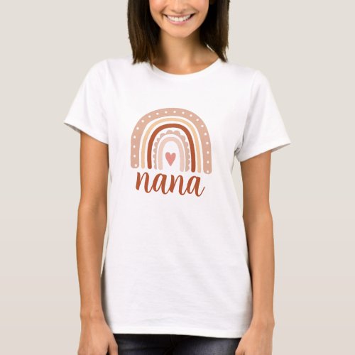 Earthy Tone Boho Watercolor Rainbow Nana  T_Shirt