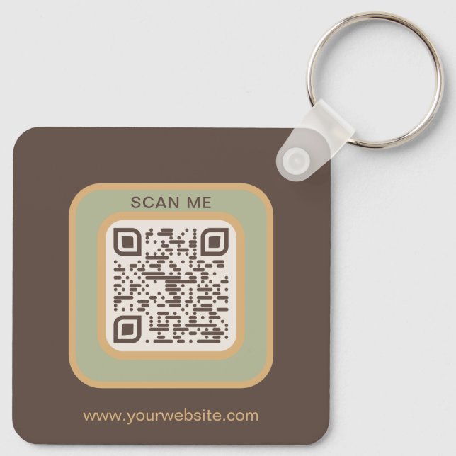 Earthy Tone Logo QR Code Double Sided Keychain (Back)