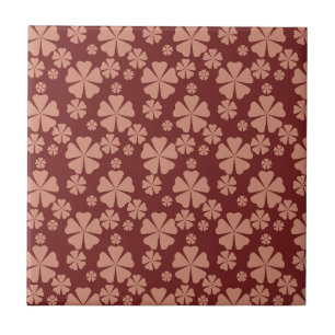 Earthy Tone Muted Brown Floral Abstract Ceramic Tile