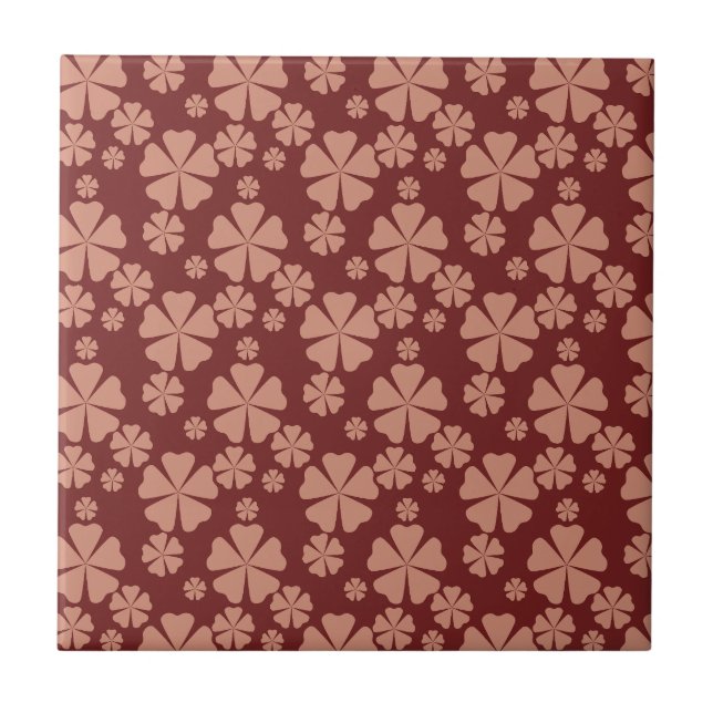 Earthy Tone Muted Brown Floral Abstract Ceramic Tile (Front)