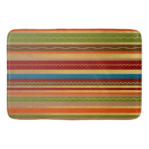 Earthy Tone Stripes Bath Mat
