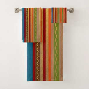 Earthy Tone Stripes Bath Towel Set
