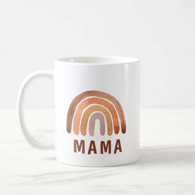 Earthy Tone Watercolor Boho Mama  Coffee Mug (Left)