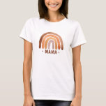Earthy Tone Watercolor Boho Mama  T-Shirt<br><div class="desc">Modern rustic watercolor rainbow. Customizable!</div>