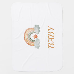 Earthy Tone Watercolor Boho Rainbow "Baby" Baby Blanket