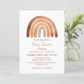 Earthy Tone Watercolor Boho Rainbow Baby Shower  Invitation (Standing Front)