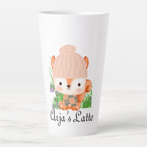 Earthy Toned Cute Fox With Flowers Latte Cup