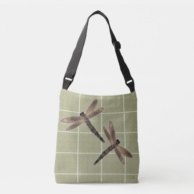 Earthy Toned Dragonflies Crossbody Bag (Front)