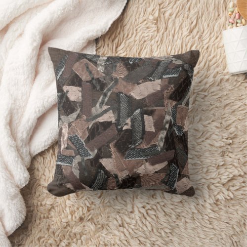 Earthy_tones abstract geometric ribbon textured  throw pillow