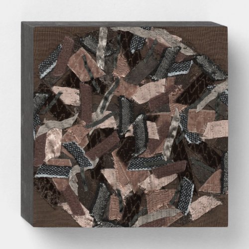 Earthy_tones abstract geometric ribbon textured  wooden box sign